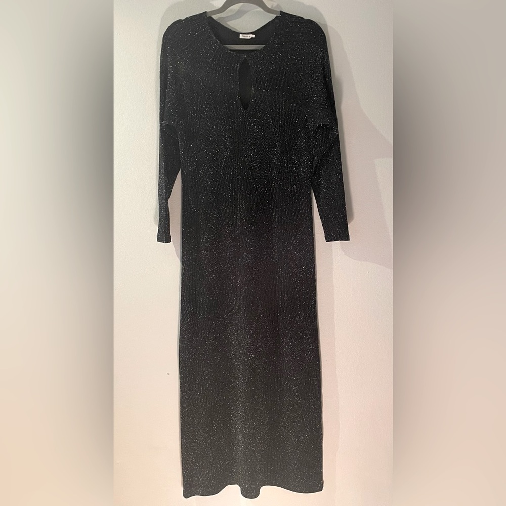 FILIPPA K Long Sleeve, full length Black and Metallic Dress